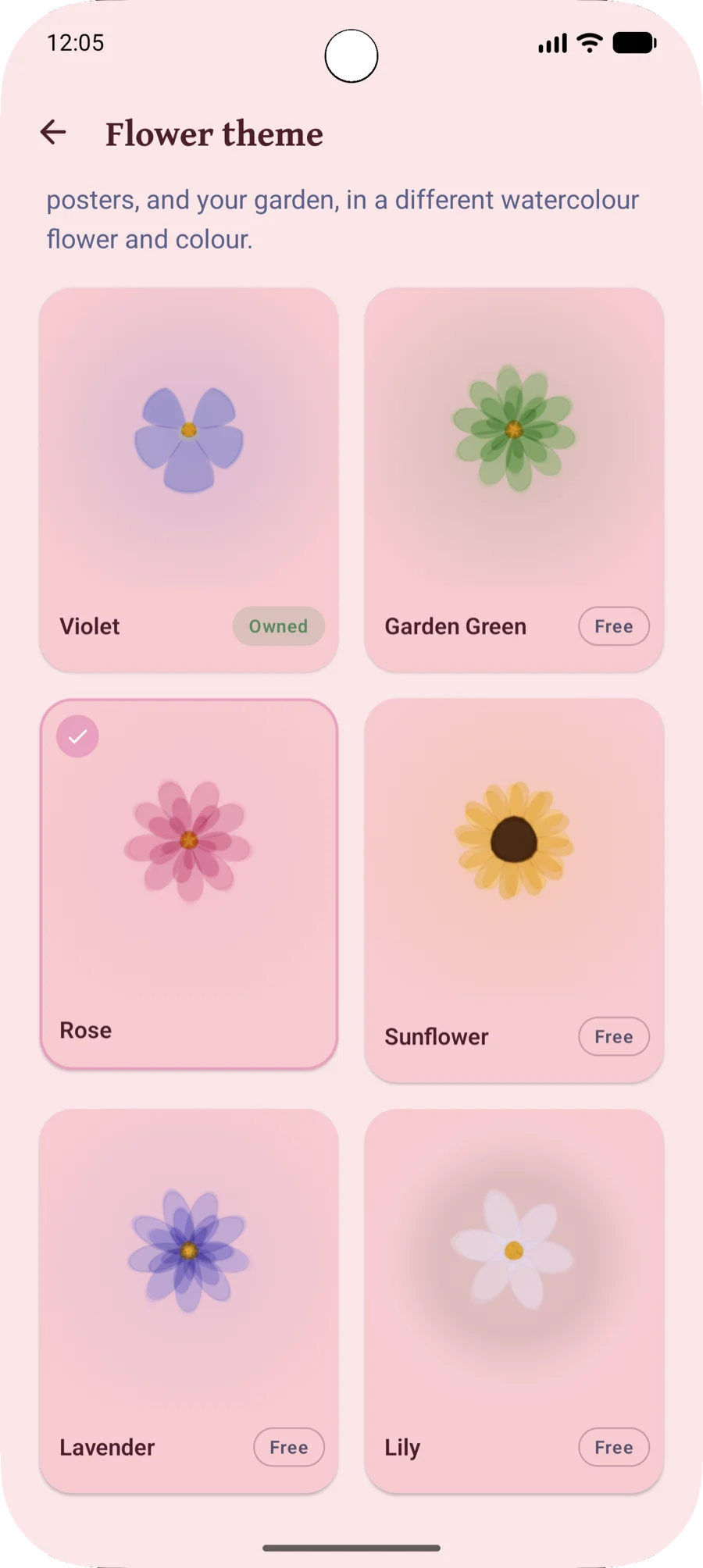 Watercolour flower themes