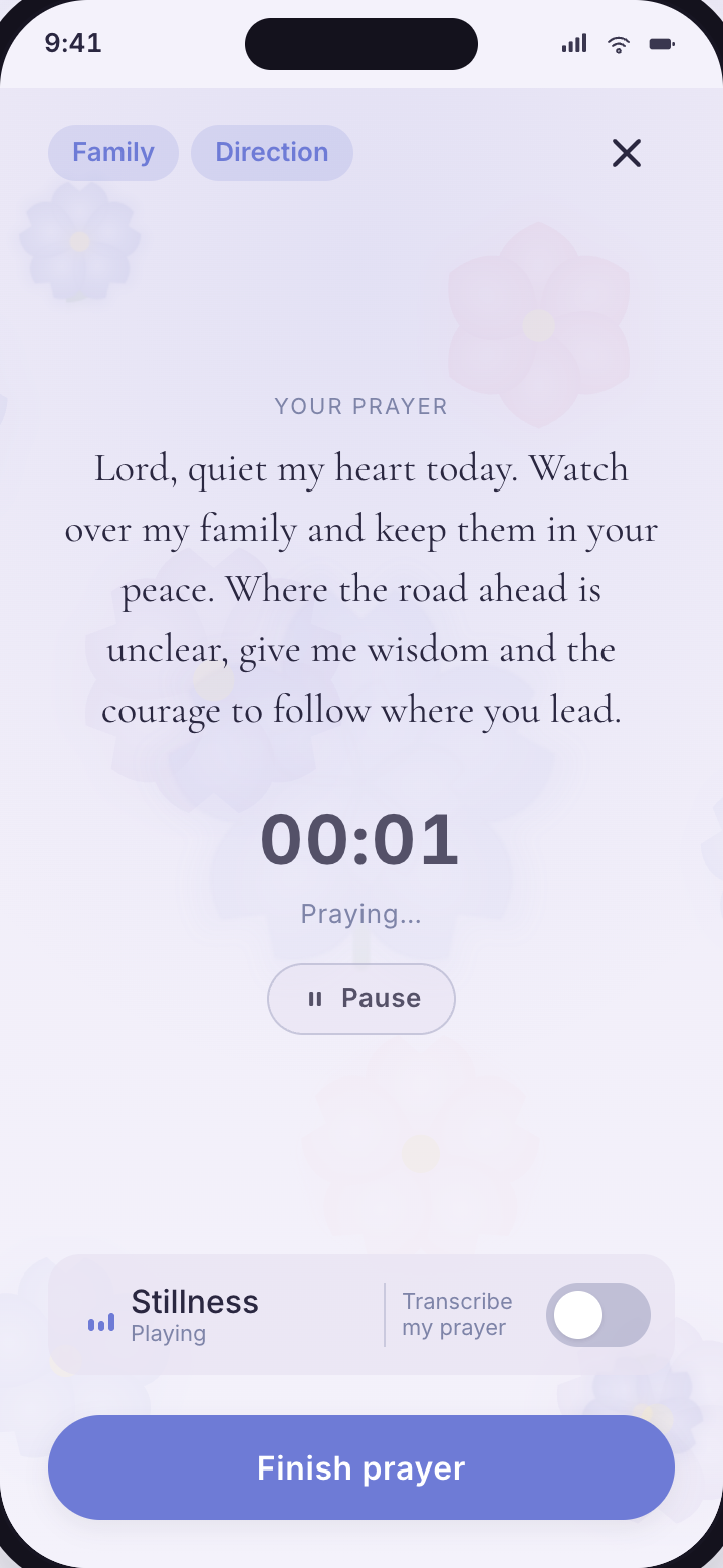 Quiet prayer sessions